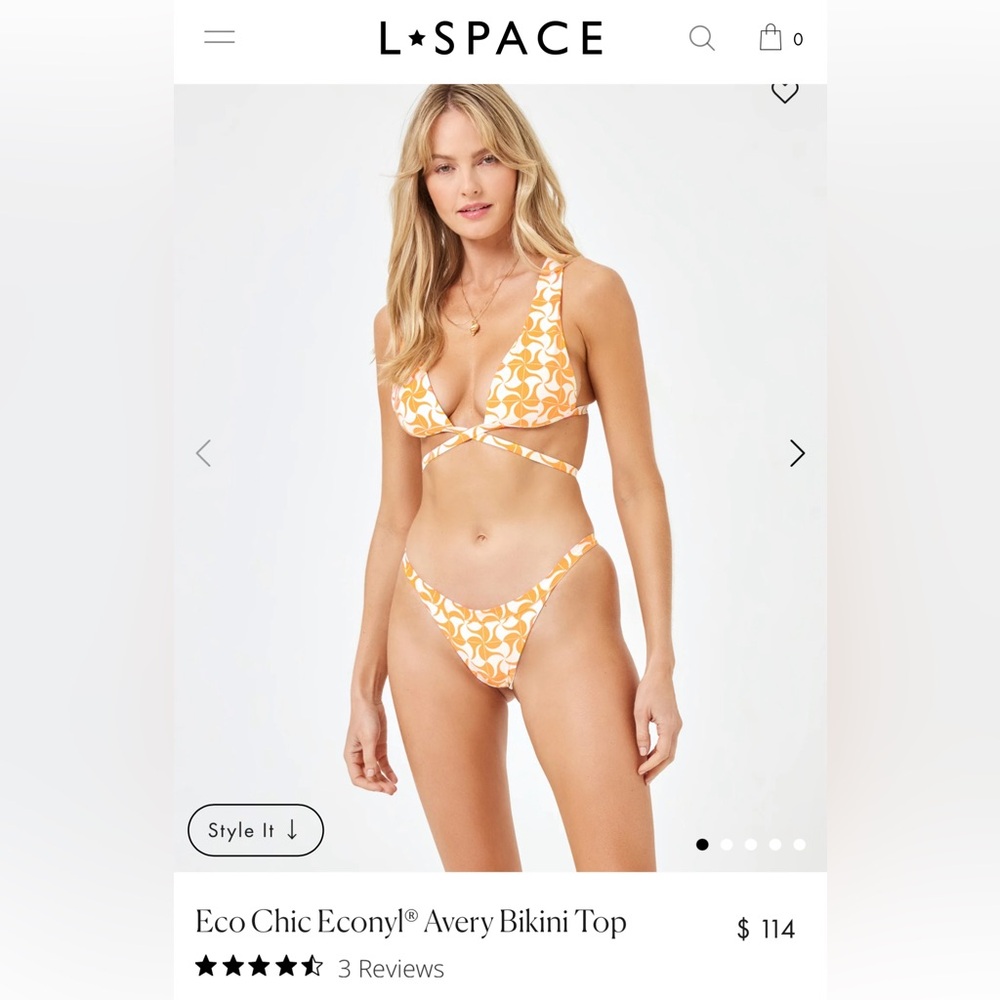 L*space Eco Chic Econyl® Avery Bikini TOP Size Small